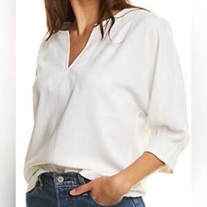Trina Turk Cream Blouse with V-Neck